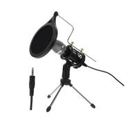 WHAMVOX 1set Condenser Microphone Tripod Stand for Online Classes Recording and Karaoke Desktop Black Mic Kit for Voice Chat Streaming and Live Broadcasting