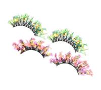WHAMVOX 2 Pairs 3d False Eyelashes with Rhinestones and Glitter, Thick Fake Eyelashes for Dramatic Volume Effect, Comfortable and Secure Fit, for Stage and Weddings