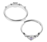 WHAMVOX 2 Pcs Adjustable Genuine Moonstone Couples Rings in Copper with Comfortable Fit, Stylish Modern Angel and Demon Design, for Birthdays and Dates, Versatile Use for Women Lovers