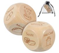 WHAMVOX 2 Pcs Wooden Food Meal Decision Maker with Food Patterns Fast What to Eat Game for Family Fun Dinner Planner