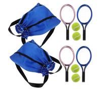 WHAMVOX 2 Set Miniature Tennis Racket with Balls Authentic Dollhouse Sports Decor for Playhouse Realistic Miniature Tennis Props for Collaborative and Imaginative Play Pink and Blue