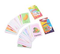 WHAMVOX 2 Sets Flash Cards for Preschool Educational with Fruits and Vegetables Speech Therapy Materials for Early Learning Anti-glare Photo Word Cards to Develop Motor Skills and Color