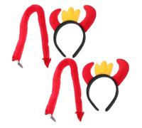 WHAMVOX 2 Sets Halloween Devil Horns Headband Realistic Bull Horns Cosplay Hairband Red Cartoon Decorative Hoop for Adults Women Carnival Costume Accessories
