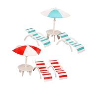 WHAMVOX 2 Sets Miniature Dollhouse Beach Chairs Set with Umbrellas Seaside Decor Accessories Realistic Summer Style Ornaments for Various Dollhouse Models and Imaginative Play