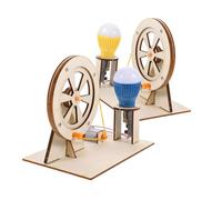 WHAMVOX 2 Sets Wooden Hand Crank Generator DIY Electricity Experiment Kit for Science Learning Educational with Light Bulb Manual Assembly Model for Stem Projects and Home Random Color