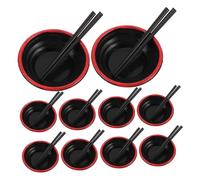 WHAMVOX 20 Sets Doll House Bowls and Chopsticks Cute Ramen Bowl with Chopsticks Miniature Dollhouse Decor Colorful Dish Models Ramen Cooking Sleek Mini Tableware Japanese Black