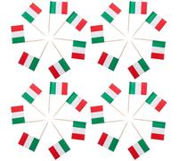 WHAMVOX 200Pcs Italian Flag Toothpick Flags 65Mm Decorative Cocktail Picks Multi-Function Party Accessory for Cupcake Toppers and Food Decoration