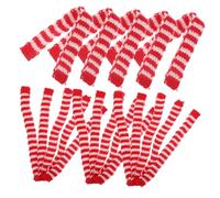 WHAMVOX 20pcs Mini Wool Scarves for Dolls Decorative Tiny Striped Scarves with Pom-poms Flexible Accessories for Figurines and Doll Decoration