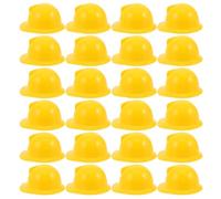 WHAMVOX 25pcs Miniature Construction Hard Hats Tiny Plastic Helmets for Party Decorations Doll Accessories Creative Mini Builders Caps in Yellow for Themed Events