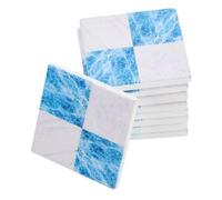 WHAMVOX 27Pcs Miniature Wooden Floor Tiles Blue White Ceramic Pattern Dollhouse Flooring 1/12 Scale Mini Home Decor Accessories for Tiny House Furniture