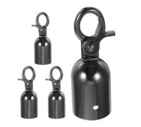 WHAMVOX 28Mm Rope Hook Fittings with Metal Cord End Caps, 4Pcs Black Velvet Hooks for Crowd Control Barriers and Outdoor Event Railings