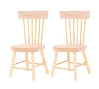 WHAMVOX 2Pcs 1/12 Scale Wooden Miniature Dollhouse Chairs Model Tiny Furniture Beige for Dollhouse Decor and Photography Props