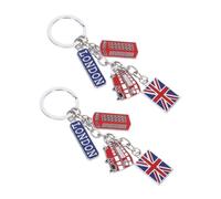 WHAMVOX 2pcs British Themed Keychains Union Jack Key Rings Lightweight Travel Souvenirs for London Vacation Keepsakes Car Accessories