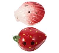 WHAMVOX 2pcs Cartoon Shape Ocarina Portable Ceramic Beginners Practice Wind Instrument Ocarina Strawberry