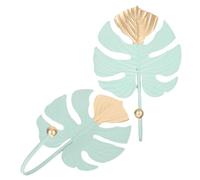 WHAMVOX 2pcs Creative Monstera Leaf Wall Hooks No-Drill Metal Plant Design Hangers for Keys Towels Coats Decorative Small Storage Hooks for Home Organization