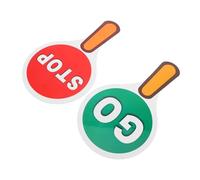 WHAMVOX 2pcs Double-sided Traffic Paddle with Red Stop and Green Go Signs High Visibility Handheld Signal for Traffic Safety Education and Classroom Games