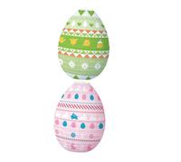 WHAMVOX 2pcs Easter Hanging Paper Lanterns Egg Shaped Lanterns with Bunny Design, Pink and Green Easter Party Decoration Props for Spring Seasonal Lighting