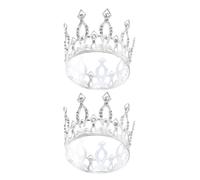 WHAMVOX 2pcs Elegant Silver Rhinestone Tiara Crown Headband for Bride and Adults, Lightweight Plastic Circular Bridal Hair Accessory Adorned with Sparkling Rhinestones, for Wedding
