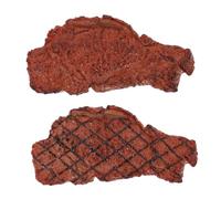 WHAMVOX 2Pcs Fake Steak Model Set for Pretend Play, Plastic Simulation Meat Props for Kitchen Role Play and Photography Accessories