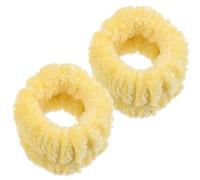 WHAMVOX 2pcs Flannel Face Washing Wristbands Soft and Comfortable Elastic Wristbands for Taking Care of Skin and Washing Face, Light Weight and Flexible Yellow Wrist Scrunchies