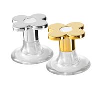 WHAMVOX 2Pcs Flower Shaped Toilet Flush Button Assistant Tool Toilet Button Helper for Bathroom Easy to Install Replacement Silver and Gold