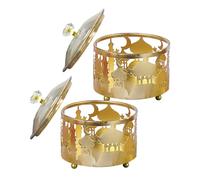 WHAMVOX 2pcs Gold Middle East Style Candy Boxes Decorative Snack Containers for Eid Party Favor Storage, Wedding Chocolate and Sweet Treat Holders for Home and Event Use