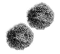 WHAMVOX 2pcs Lapel Microphone Furry Wind Cover Muffs Universal Windshield for Clip-on Lavalier Mic Noise Reduction Black White Grey Short Fur