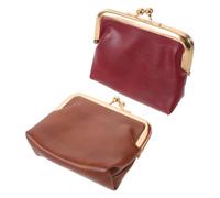 WHAMVOX 2pcs Large Capacity Retro Pu Leather Lipstick Cosmetic Pouch and Daily Loose Change Purse for Women, Portable Compact Coin Wallet with Metal Clasp, for Organising Coins and Small