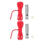 WHAMVOX 2pcs Loud Stainless Steel Survival Whistle for Hiking and Training, Lightweight Single-tube Emergency Whistle with Sturdy Build and Nylon Lanyard for Outdoor Safety and Sports Use