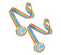 WHAMVOX 2pcs Metal Swimming Medals for Neck Ribbons Sports Day Award Medals for School Events and Competitions for Boys and