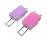 WHAMVOX 2pcs Mini Doll Suitcase Set for Dolls Hard Shell Rolling Luggage with Retractable Handle and Purple Pretend Travel Bags for Role Play and Storage