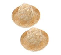 WHAMVOX 2pcs Mini Straw Hats for Bottle Decor Woven Miniature Sombrero Caps Cute Doll Hats for Crafts and Party Decorations Adorable Accessories for Pets and DIY Projects