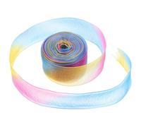 WHAMVOX 2pcs Mm Sheer Chiffon Organza Ribbon in Rainbow Gradient Colour, Polyester Fabric Ribbon for Craft Wrapping, Wedding Bouquet, and Festive Occasions with Unique Design and Vibrant
