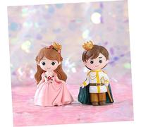 WHAMVOX 2pcs Princess Prince Cake Decorations Cartoon Birthday Cake Toppers for Lightweight Portable Birthday Decor Vera William Figures for Celebrations