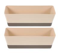 WHAMVOX 2pcs Rectangular Plastic Window Planter Pots for Plants with Built-in Drainage Holes and Saucer, Easy to Move and Resist Wear, Indoor Windowsill Plant Boxes for Succulents