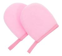 WHAMVOX 2pcs Self Tanning Mitt Plush Glove for Massage Experience and Wiping Off Excess Sunscreen, Reusable Pink Sun Cream Applicator for Smooth and Even Lotion Application
