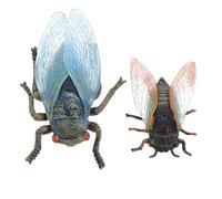 WHAMVOX 2pcs Simulation Cicada Model Set for, Mini Educational Plastic Insect Ornament, Realistic Wild Cicada Decoration for Home and Learning