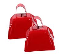 WHAMVOX 2pcs Square Metal Cowbells Handle Sound Producing Cow Bells for Sports Events Parties and House Decoration Tone Comfortable Grip Resistant