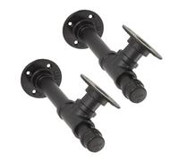 WHAMVOX 2Pcs Vintage Industrial Pipe Wall Mounted Shelf Brackets Rustic Iron Support for Home Storage and Floating Wooden Shelves Easy Assembly for Kitchen Bathroom Bedroom