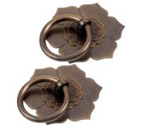 WHAMVOX 2pcs Vintage Metal Dresser Pull Handles Antique Drawer Ring Knobs with Screw Mount Rustic Flower Design Cabinet Door Handles for Wardrobe and Kitchen Furniture