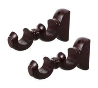 WHAMVOX 2pcs Wood Double Curtain Rod Holders Brackets with Adjustable Structure for Enhanced Curtain Support and Durability, Classic Brown Drapery Rod Support for Living Room Home