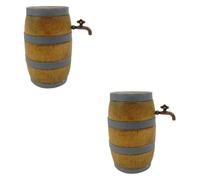 WHAMVOX 2pcs Wooden Bucket Miniaturization Lifestyle Accessory Bar Accessory for Micro World Toys Wooden Barrel Faucet for Doll House