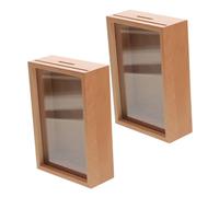 WHAMVOX 2pcs Wooden Money Saving Box Picture Frame Design One-Way Entry for Cash Savings for Boys and Girls and Adults Suitable for Homes Offices and Coffee Shops