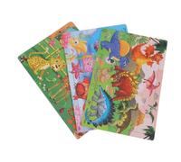 WHAMVOX 3 sets Wooden Animal Puzzle for Educational Learning Jigsaw with Cartoon Dinosaur Forest Ocean Themes Smooth Edges Hand Grip for Development