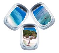 WHAMVOX 3 Sheets Sea Landscape Window Wall Sticker Self-Adhesive Faux Window Decals Removable Wall Murals for Smooth Flat Surfaces Home Decor