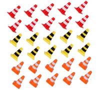 WHAMVOX 30pcs Mini Plastic Traffic Cones for Bright Red Yellow Orange Roadblock Signs Safe Soft Material Educational for Traffic Scene Learning and Creative Roleplay