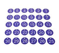 WHAMVOX 30pcs Round Plastic Number Tags with Hole, Sturdy Plastic Keychain for Versatile Organisation in Retail and Office Use, Numbered Badges for Easy Identification