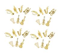 WHAMVOX 35pcs Miniature Musical Instrument Decoration Flute Instrument Model Tiny Mini Trombone Ornament Musical Decorations Ornaments Golden Plastic