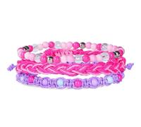 WHAMVOX 3pcs Bohemia Style Handmade Pink Beads Bracelet Set for Featuring Beautiful Braid Design, Birthday Gift and Public Relations Plan Accessory