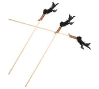 WHAMVOX 3pcs Interactive Cat Teaser Feather Wand Set with Wooden Rods for Kittens and Cats, Reducing Stress and Boredom, Cartoon Design for Playful Indoor Entertainment